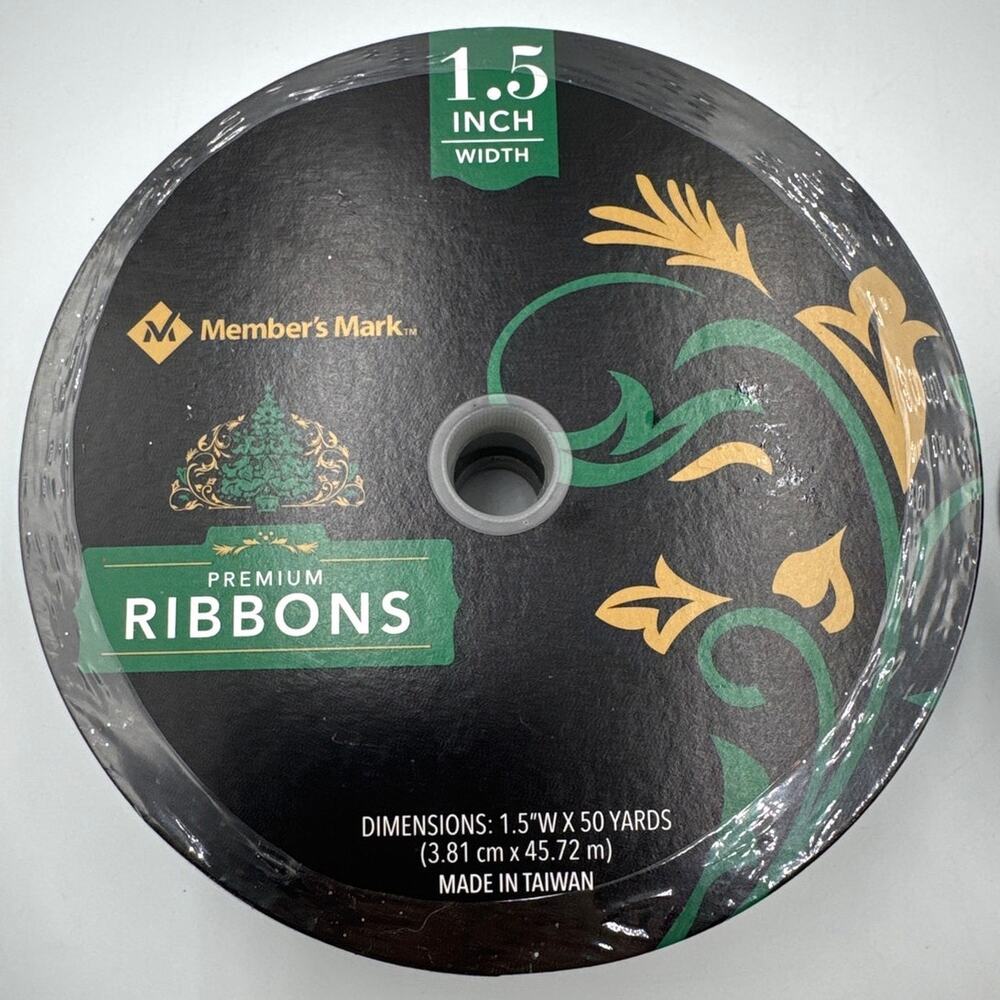 Members Mark Premium Wire Edge Ribbon Plus Green White Dot & Craft Supplies Lot